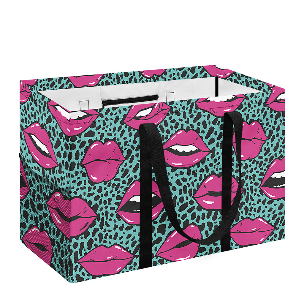 Purple Lips Pattern Print Utility Tote Bag