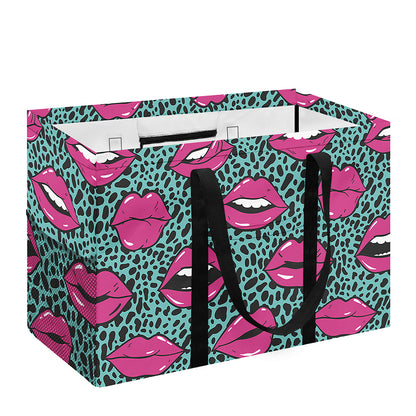Purple Lips Pattern Print Utility Tote Bag