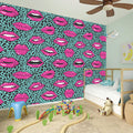 Purple Lips Pattern Print Wall Sticker