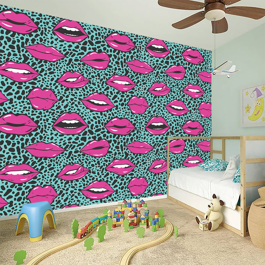 Purple Lips Pattern Print Wall Sticker