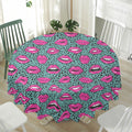 Purple Lips Pattern Print Waterproof Round Tablecloth