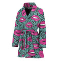 Purple Lips Pattern Print Women's Bathrobe