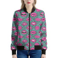 Purple Lips Pattern Print Women's Bomber Jacket