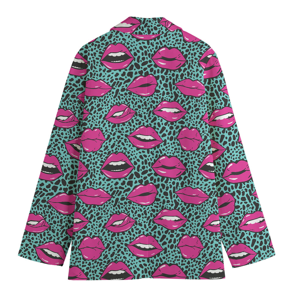 Purple Lips Pattern Print Women's Cotton Blazer