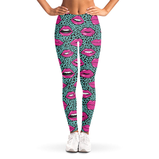 Purple Lips Pattern Print Women's Leggings