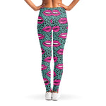 Purple Lips Pattern Print Women's Leggings