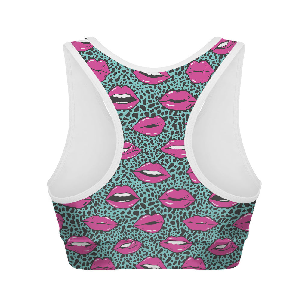 Purple Lips Pattern Print Women's Sports Bra