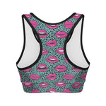 Purple Lips Pattern Print Women's Sports Bra