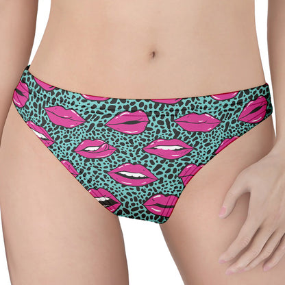 Purple Lips Pattern Print Women's Thong