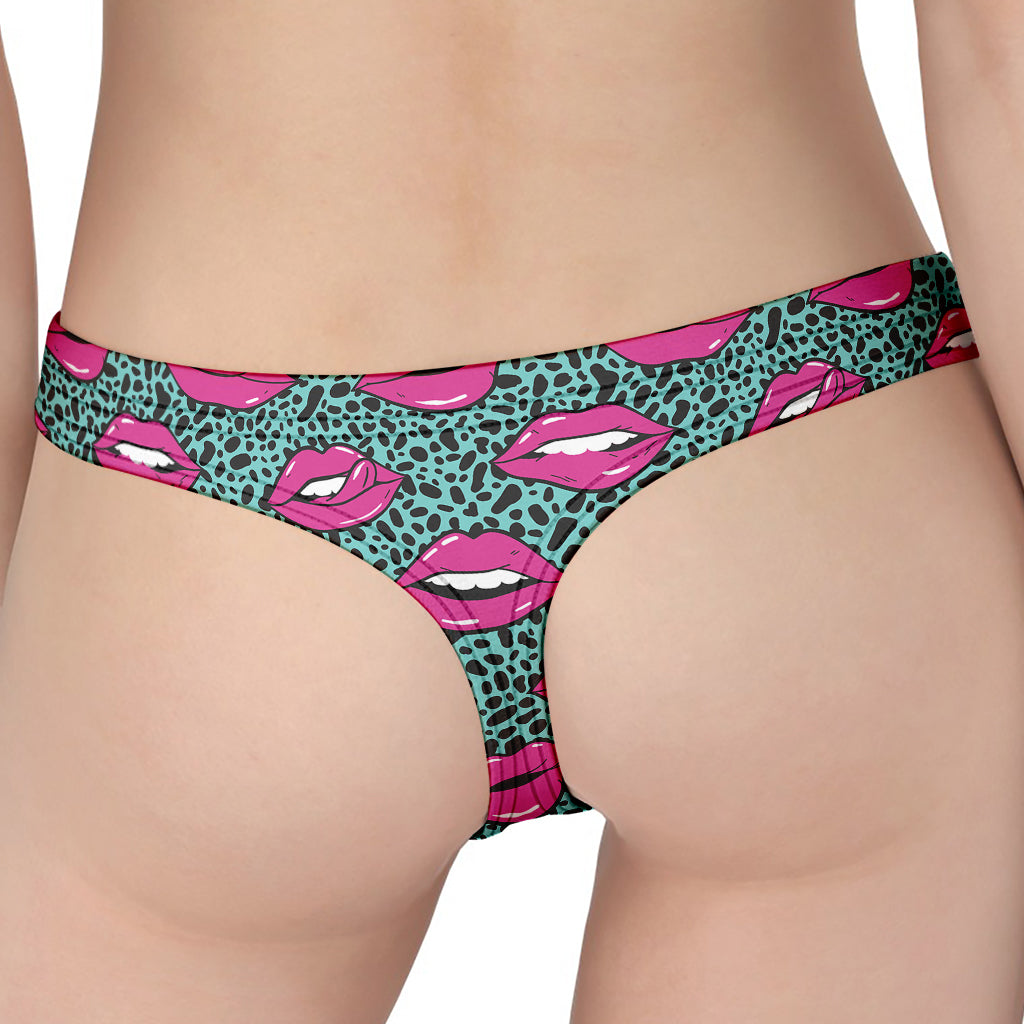Purple Lips Pattern Print Women's Thong