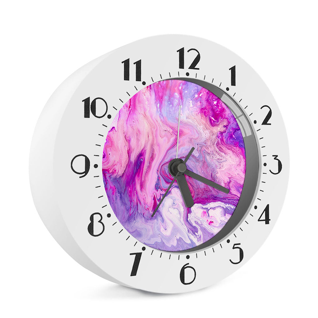 Purple Liquid Marble Print Alarm Clock