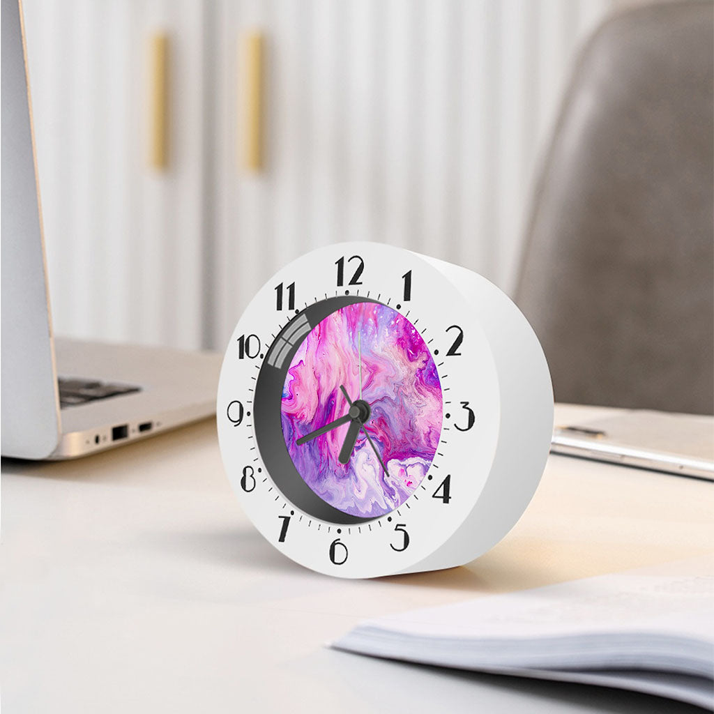 Purple Liquid Marble Print Alarm Clock