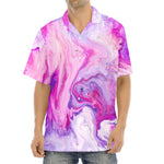 Purple Liquid Marble Print Aloha Shirt