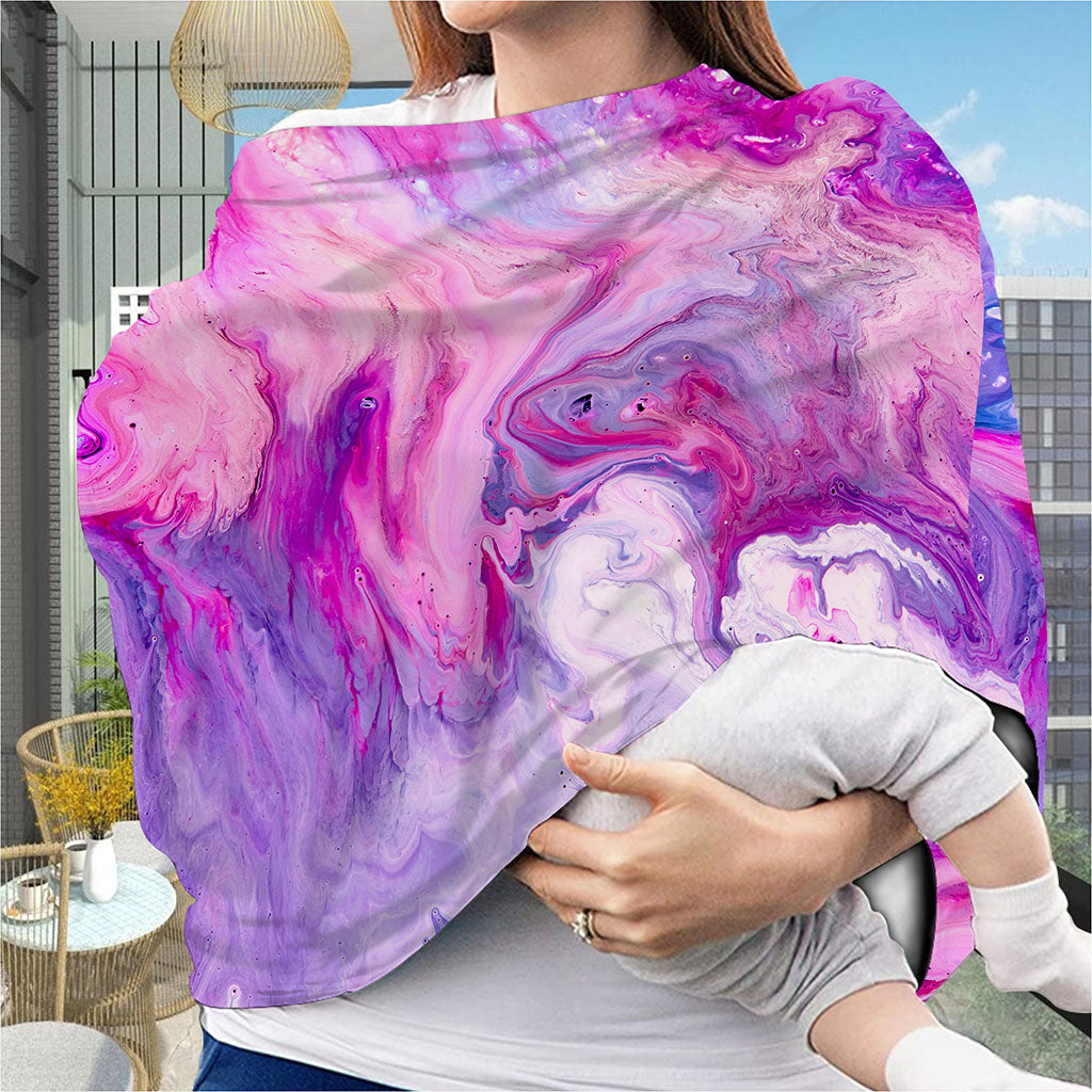 Purple Liquid Marble Print Baby Seat Cover