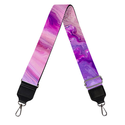 Purple Liquid Marble Print Bag Strap