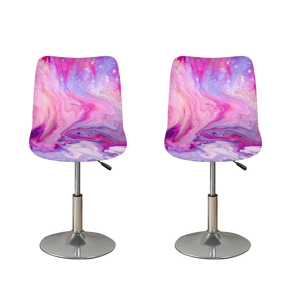Purple Liquid Marble Print Bar Stool Covers