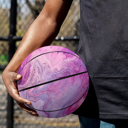 Purple Liquid Marble Print Basketball