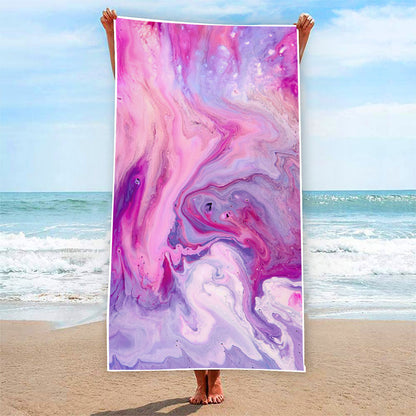 Purple Liquid Marble Print Beach Towel