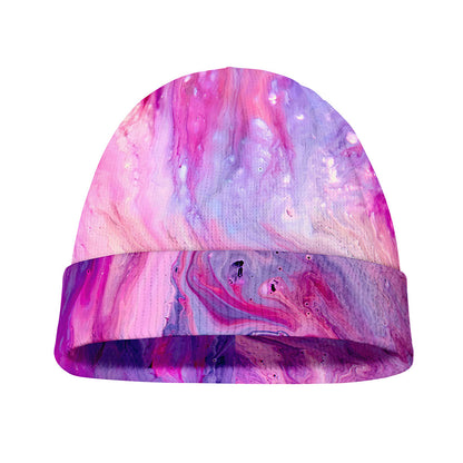 Purple Liquid Marble Print Beanie