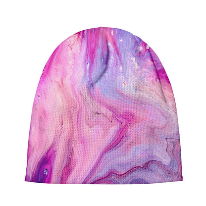 Purple Liquid Marble Print Beanie