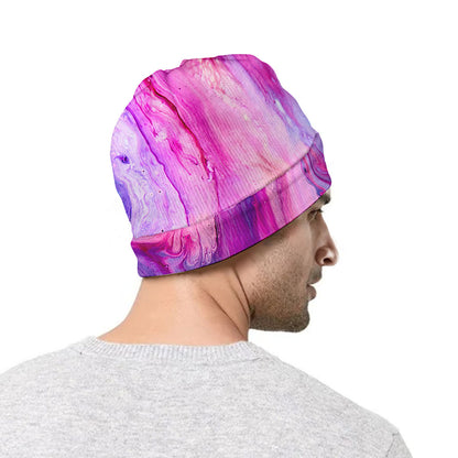 Purple Liquid Marble Print Beanie