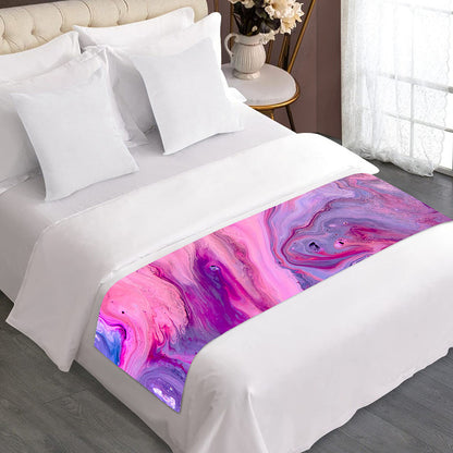 Purple Liquid Marble Print Bed Runner
