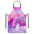 Purple Liquid Marble Print Bib Apron With Pocket