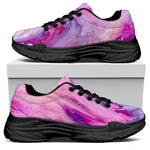 Purple Liquid Marble Print Black Chunky Shoes