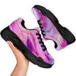 Purple Liquid Marble Print Black Chunky Shoes