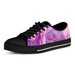 Purple Liquid Marble Print Black Low Top Sneakers