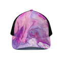 Purple Liquid Marble Print Black Mesh Trucker Hat