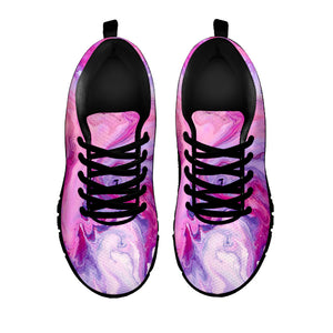 Purple Liquid Marble Print Black Running Shoes