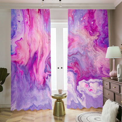 Purple Liquid Marble Print Blackout Pencil Pleat Curtains