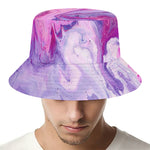 Purple Liquid Marble Print Bucket Hat