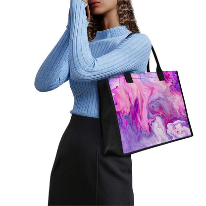 Purple Liquid Marble Print Canvas Tote Bag