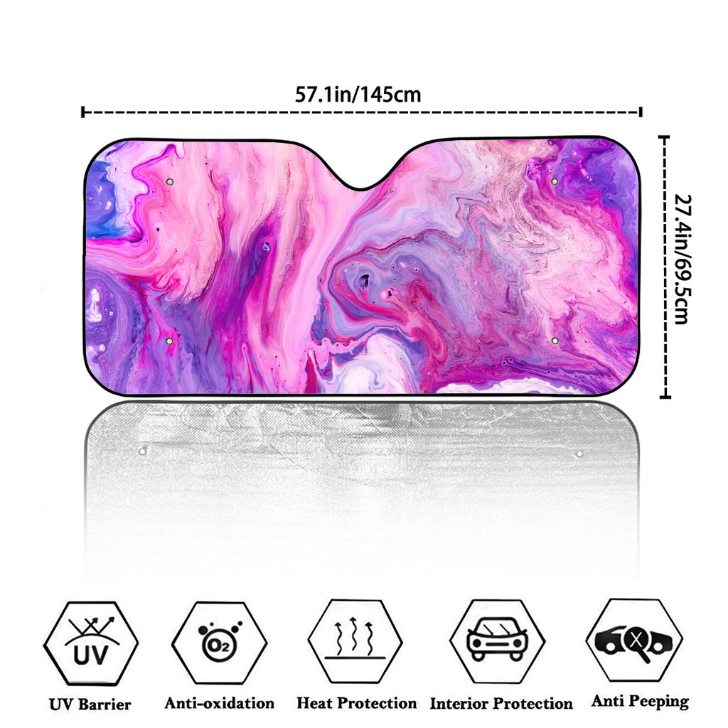 Purple Liquid Marble Print Car Windshield Sun Shade