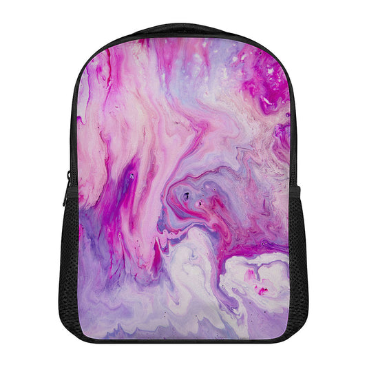 Purple Liquid Marble Print Casual Backpack