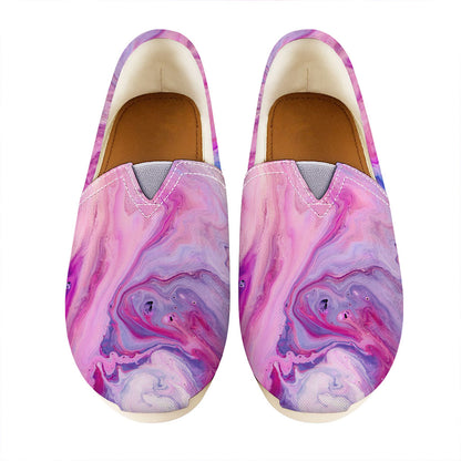 Purple Liquid Marble Print Casual Shoes