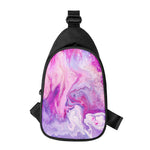 Purple Liquid Marble Print Chest Bag