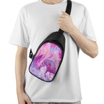 Purple Liquid Marble Print Chest Bag