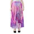 Purple Liquid Marble Print Chiffon Maxi Skirt