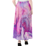 Purple Liquid Marble Print Chiffon Maxi Skirt