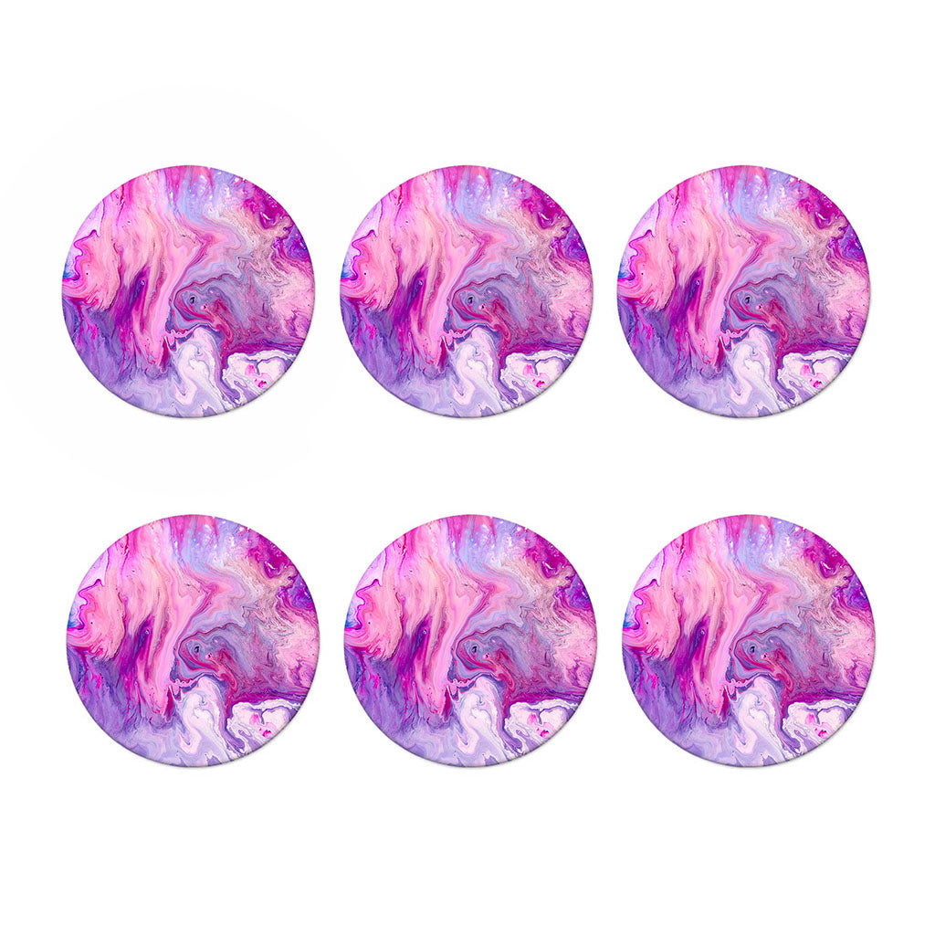 Purple Liquid Marble Print Coaster Set