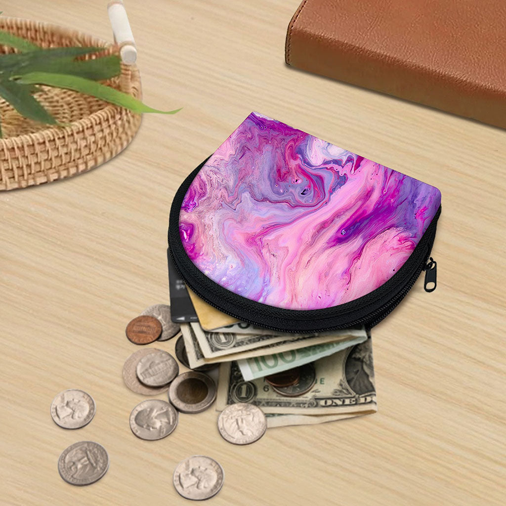Purple Liquid Marble Print Coin Purse