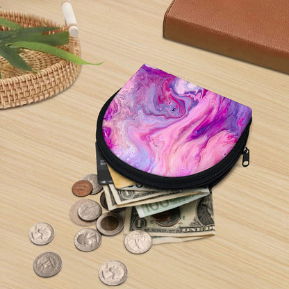 Purple Liquid Marble Print Coin Purse
