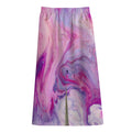 Purple Liquid Marble Print Cotton Front Slit Maxi Skirt