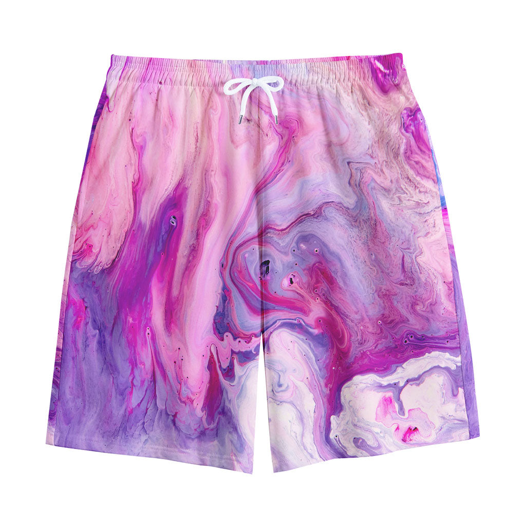 Purple Liquid Marble Print Cotton Shorts