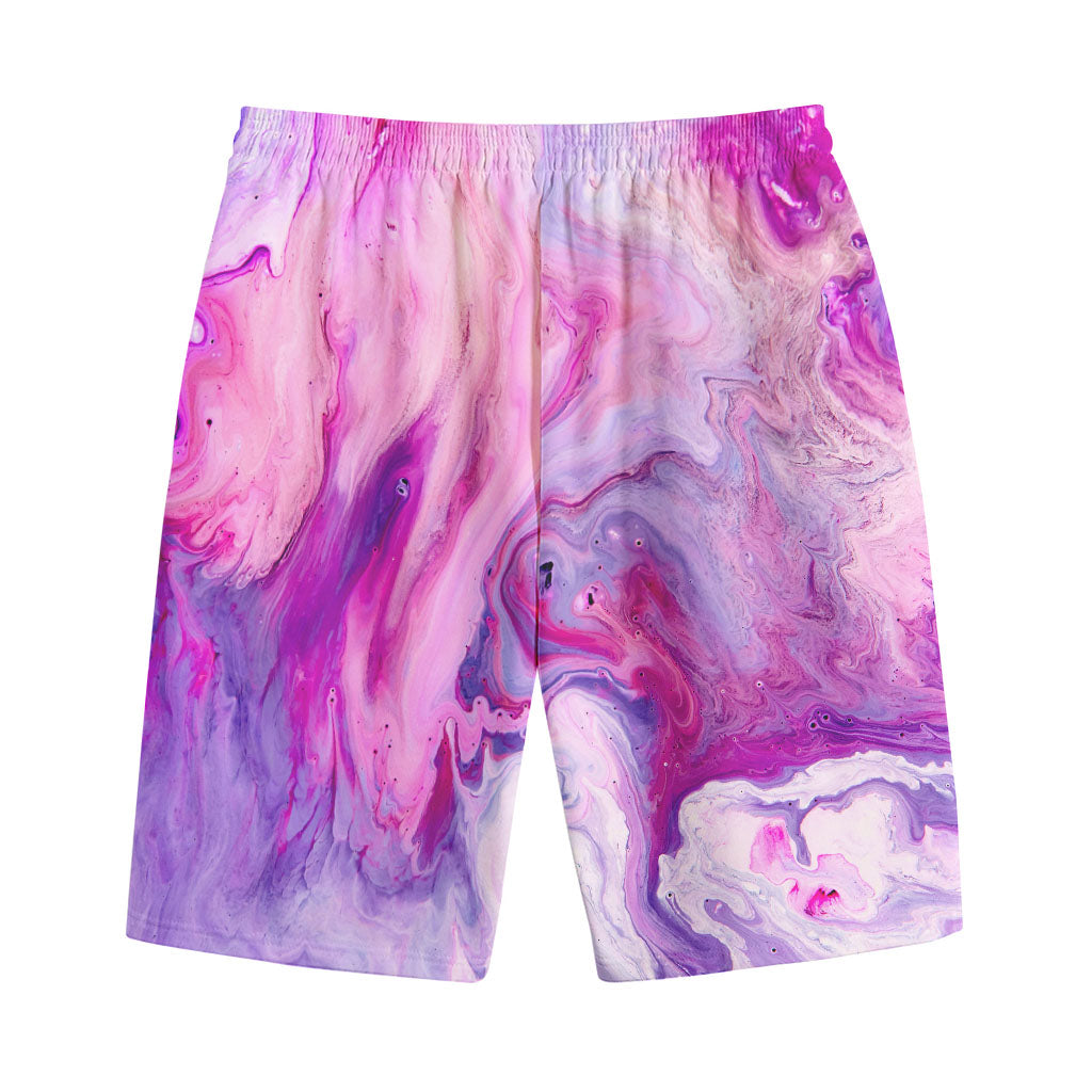 Purple Liquid Marble Print Cotton Shorts