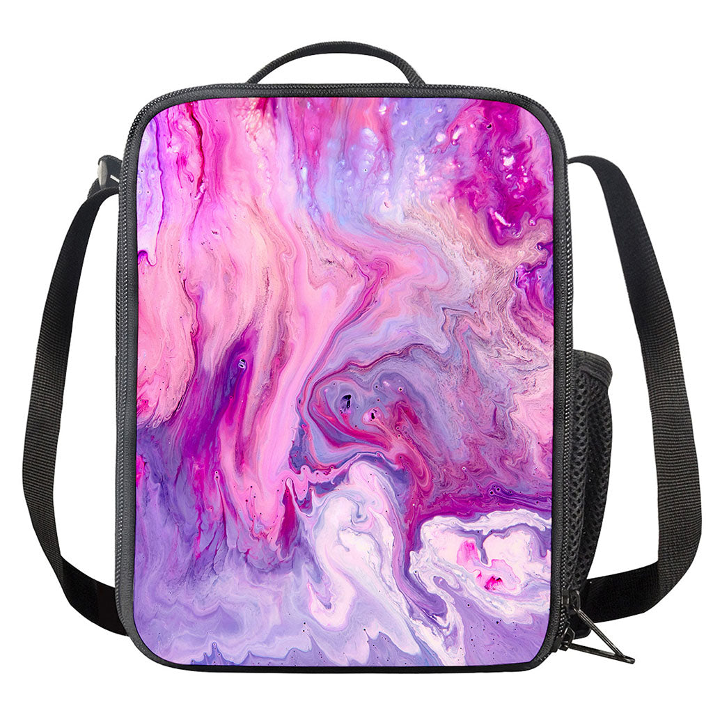 Purple Liquid Marble Print Crossbody Lunch Bag