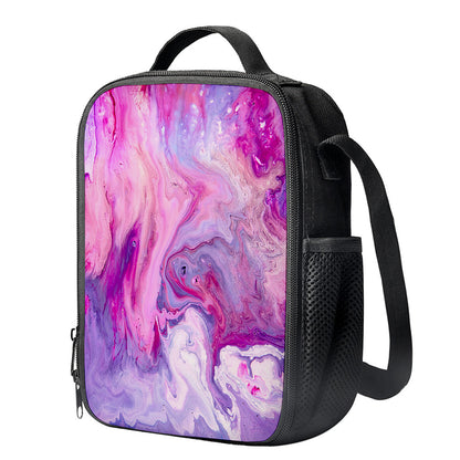 Purple Liquid Marble Print Crossbody Lunch Bag